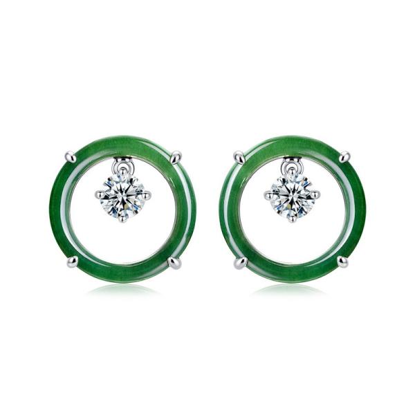 Geometric Jade Stud Earrings