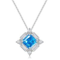 Geometric Blue Topaz Pendant Necklace