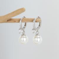 925 Silver Pearl Drop Huggie Earrings
