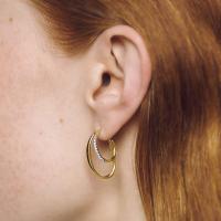 Gold Pavé Medium Hoop Earrings