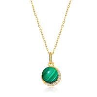 Gold Malachite Bezel Pendant Necklace