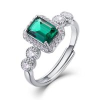 Emerald Halo Silver Ring