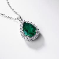 Emerald Halo Pendant Necklace