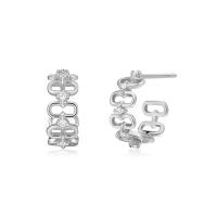 Silver Geometric Cubic Zirconia Hoop Earrings