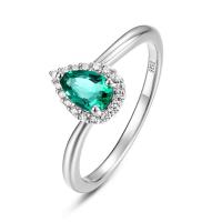 Sterling Silver Emerald Halo Ring
