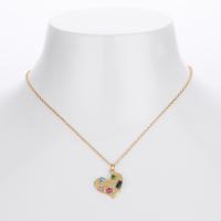 Gold Heart Mixed Stone Pendant Necklace