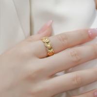 Gold-Tone Textured Floral Band Ring