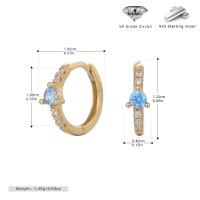Gold Blue Cubic Zirconia Huggie Earrings
