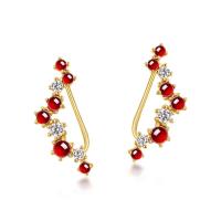 Gold Red and White Stone Ear Climbers