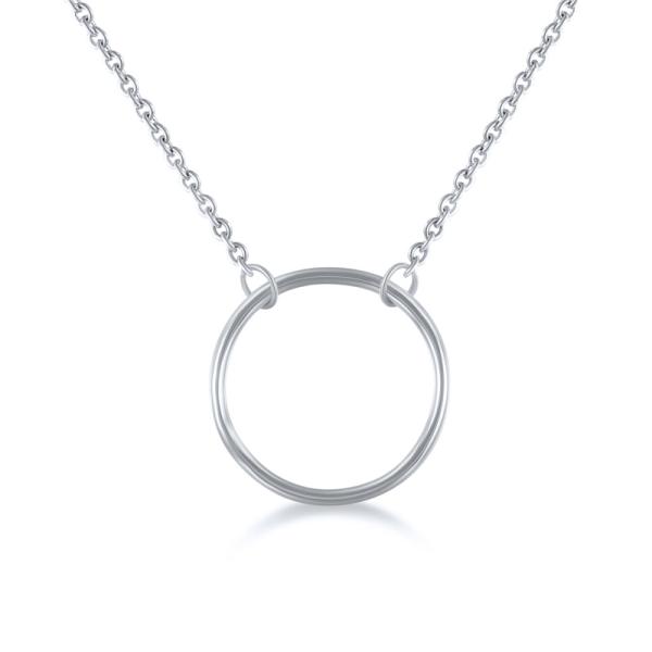 925 Silver Geometric Circle Pendant Necklace