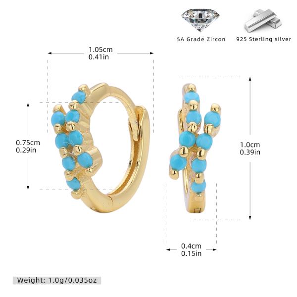 Turquoise Gold Huggie Earrings
