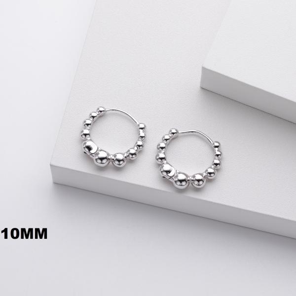 925 Silver Beaded Small Hoop Earrings