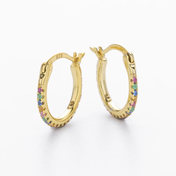 Gold Multicolor Pavé Hoop Earrings