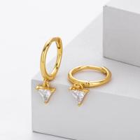 Gold Triangle Drop Huggie Earrings