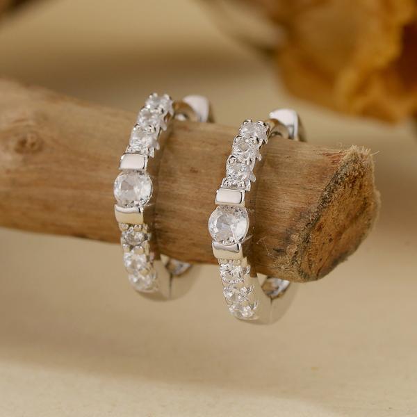 Silver Cubic Zirconia Small Hoop Earrings