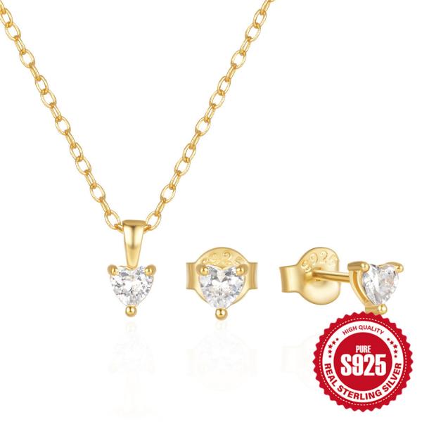 Gold Heart Cubic Zirconia Pendant Necklace