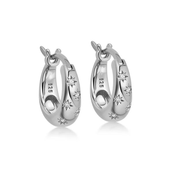 Silver Celestial Hoop Earrings