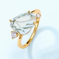 Gold-Plated Crystal Solitaire Ring
