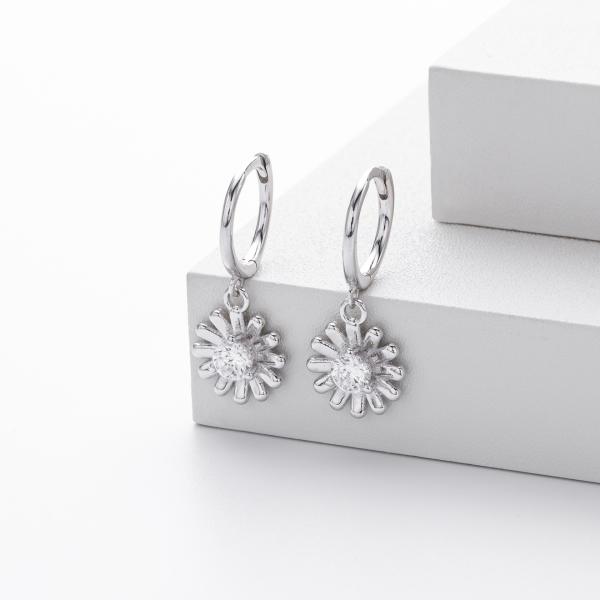 Silver Floral Dangle Earrings