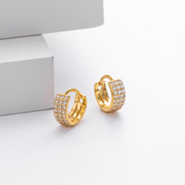 Gold Pavé Huggie Earrings