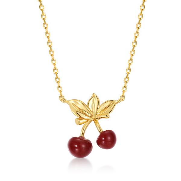 Gold Cherry Motif Necklace