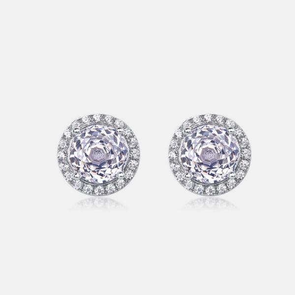 Clear Diamond Halo Stud Earrings