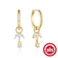 Gold-Plated Crystal Dangle Hoop Earrings