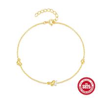 Gold-Plated Heart Chain Bracelet with CZ