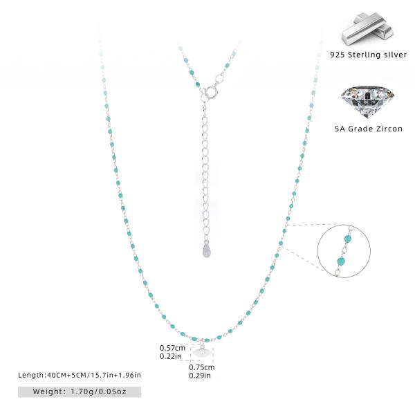 Silver Turquoise Beaded Lariat Necklace