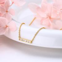 Gold Cubic Zirconia Bar Necklace