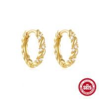 Gold-Plated Twisted Crystal Small Hoop Earrings