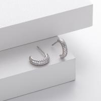 Silver Pavé Braided Huggie Earrings