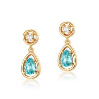 Gold Blue Stone Drop Earrings