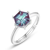 Hexagonal Multicolor Silver Ring