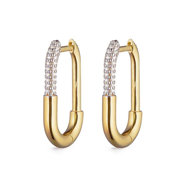 Two-Tone Pavé Small Hoop Earrings