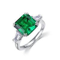 Silver Square-Cut Emerald Ring