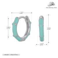 Mint Enamel Silver Huggie Earrings