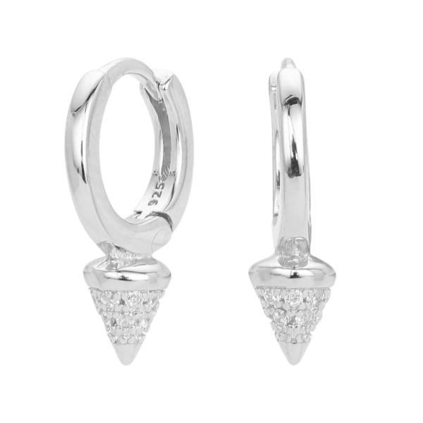 Silver Pavé Cubic Zirconia Huggie Earrings