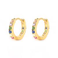Multicolor Stone Gold Huggie Earrings