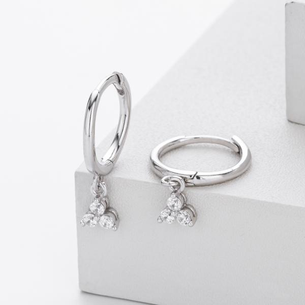 Silver Cubic Zirconia Huggie Earrings