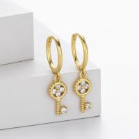 Gold Key Charm Dangle Earrings