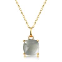 Gold Grey Jade Pendant Necklace