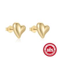 Gold-Finish Heart Stud Earrings