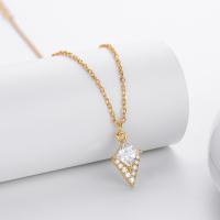 Gold-Plated Geometric Cubic Zirconia Pendant Necklace