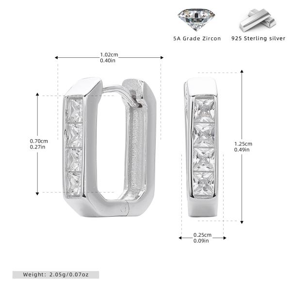 Silver Geometric Channel Huggie Earrings