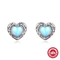 925 Silver Opal Heart Wing Stud Earrings