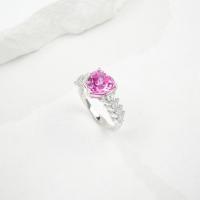 Silver Heart Pink Cubic Zirconia Ring
