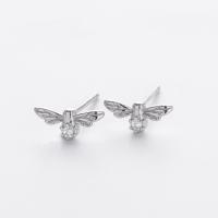 Silver Bee Stud Earrings with Cubic Zirconia