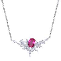 Sterling Silver Floral Ruby Pendant Necklace