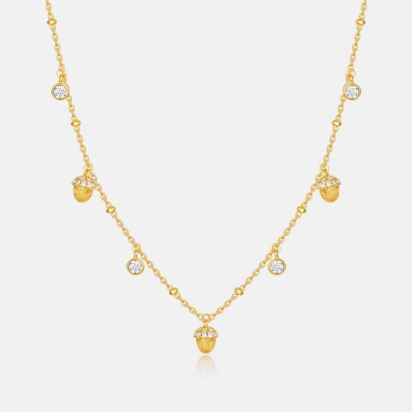 Gold Acorn Station Necklace